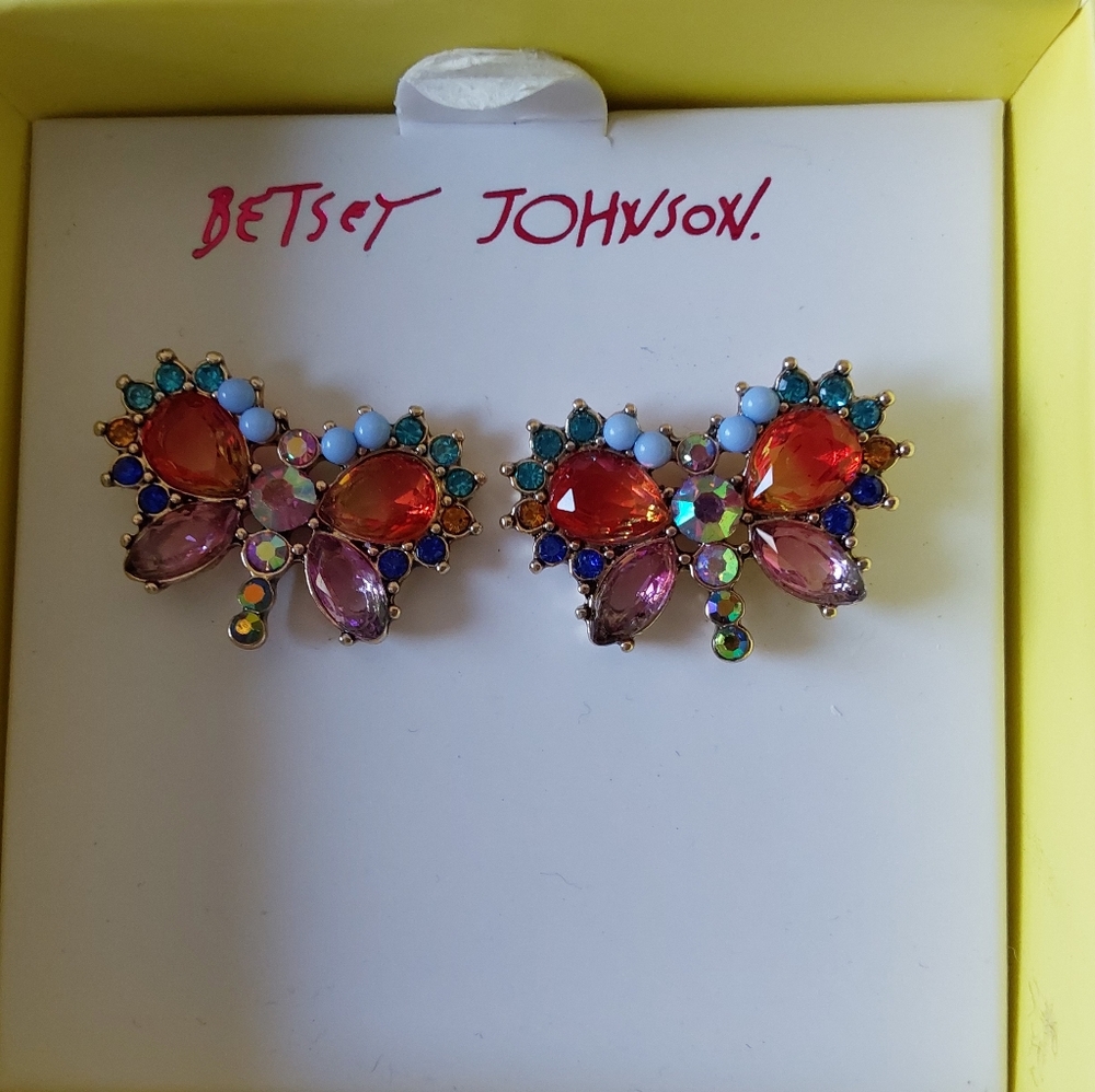 Betsey Johnson Love Fest butterfly earrings